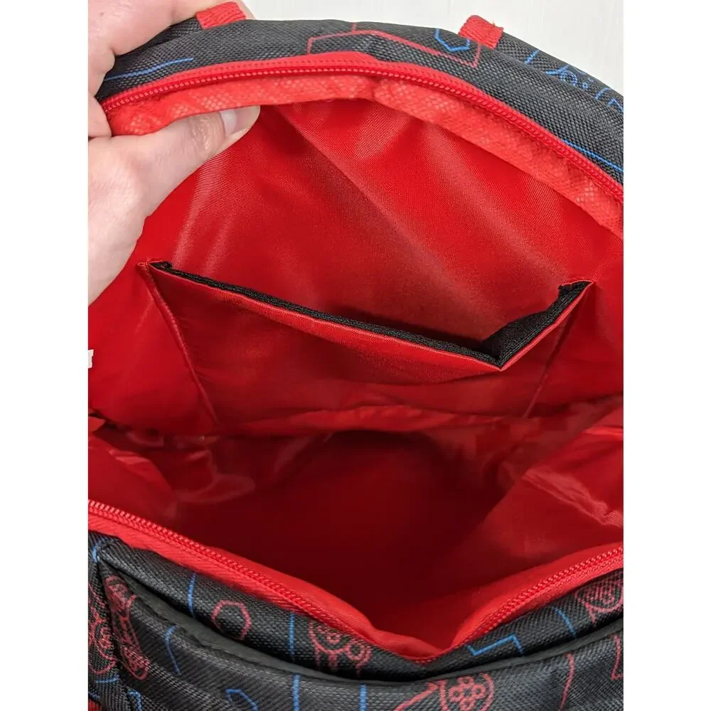 Olivet Gaming School Bag Black & Red Game Controllers Kids Travel Backpack